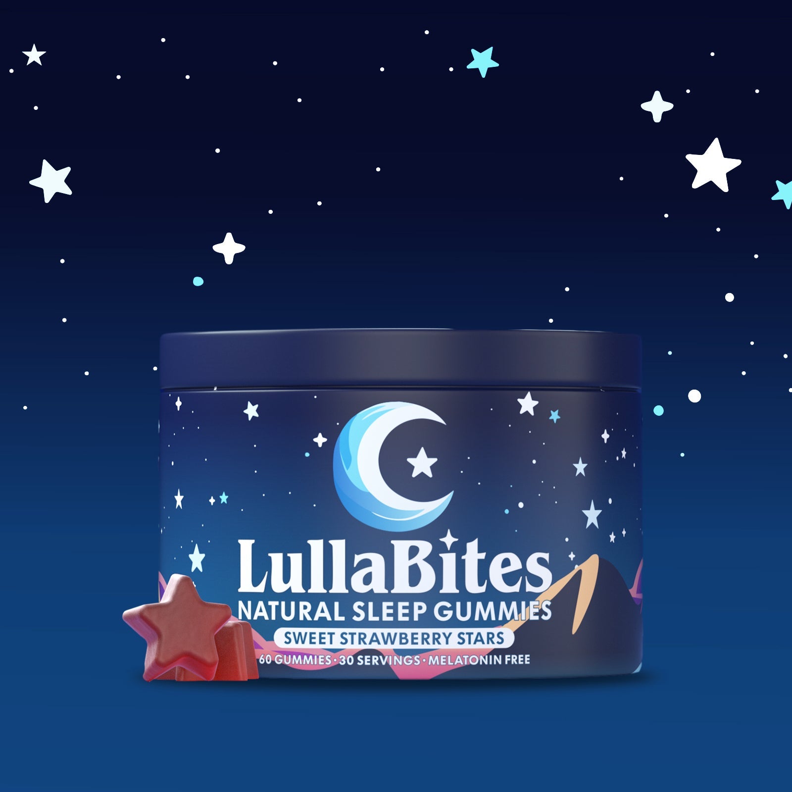LullaBites Natural Sleep Gummies - 30 Servings -Sweet Strawberry Stars