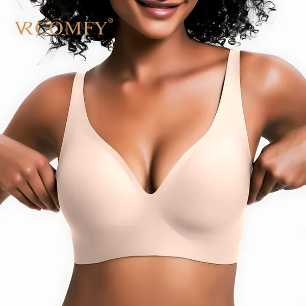Vivid Bloom V-Neck Wireless Bra - Comfort & Lift for Women