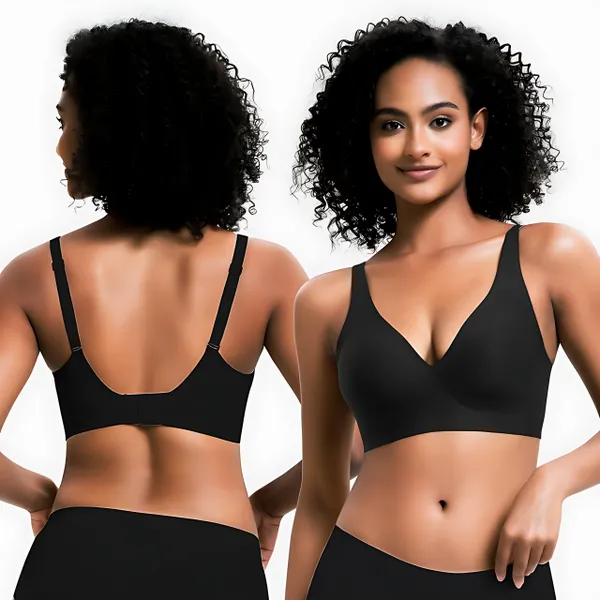 Vivid Bloom V-Neck Wireless Bra - Comfort & Lift for Women